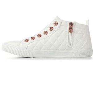 NWT Blowfish Malibu 11 Frazz White Quilted Mid-Hi Top Sneakers elastic easy on